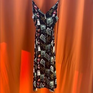 Reformation Black and Multi-Patterned Midi Dress